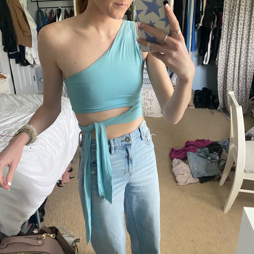 Diosa Blue Tie Crop Top